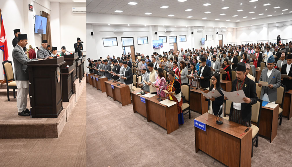 प्रतिनिधिसभाका जेष्ठ सदस्य केसीले खुवाए नवनिर्वाचित सांसदहरूलाई शपथ