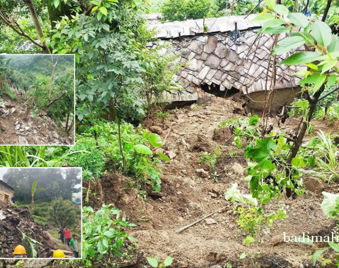 बडीमालिका–६ कोर्धका ६ घर पहिरोबाट प्रभावित, १० घरधुरी उच्च जोखिममा