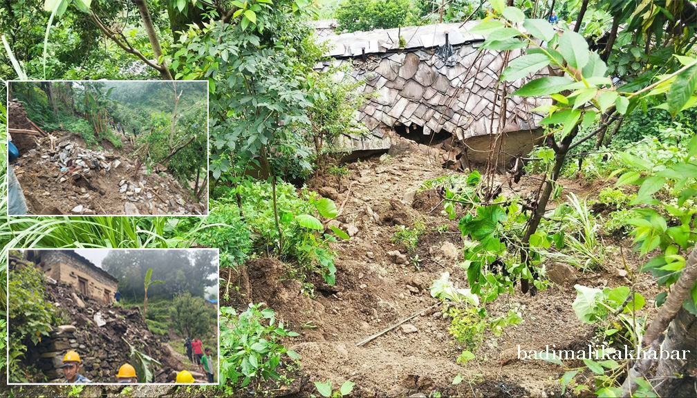 बडीमालिका–६ कोर्धका ६ घर पहिरोबाट प्रभावित, १० घरधुरी उच्च जोखिममा